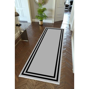 10 Post Online Yolluk Gri Siyah Kaymaz Kesme Yıkanabilir Ince Dijital Baskı Koridor Halısı