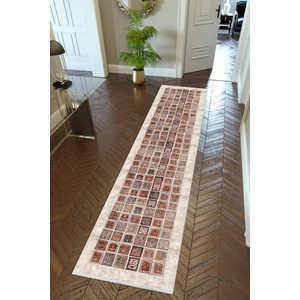 10 Post Online Yolluk Kilim Desenli Otantik Bej Kaymaz Kesme Yıkanabilir Ince Dijital Baskı Koridor Halısı