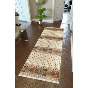 10 Post Online Yolluk Kilim Desenli Otantik Bej Kaymaz Kesme Yıkanabilir Ince Dijital Baskı Koridor Halısı