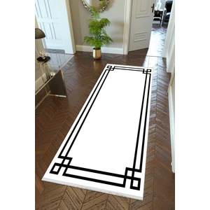 10 Post Online Yolluk Beyaz Siyah Kaymaz Kesme Yıkanabilir Ince Dijital Baskı Koridor Halısı