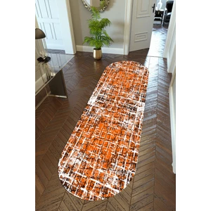 10 Post Online Yolluk Pastel Turuncu Beyaz Kahverengi Kaymaz Kesme Yıkanabilir Ince Dijital Baskı Koridor Halısı