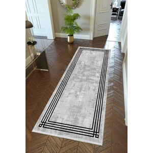 10 Post Online Yolluk Gri Siyah Kaymaz Kesme Yıkanabilir Ince Dijital Baskı Koridor Halısı