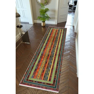 10 Post Online Yolluk Kilim Desenli Otantik Kahverengi Kaymaz Kesme Yıkanabilir Ince Dijital Baskı Koridor Halısı