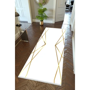 10 Post Online Yolluk Altın Krem Gold Kaymaz Kesme Yıkanabilir Ince Dijital Baskı Koridor Halısı