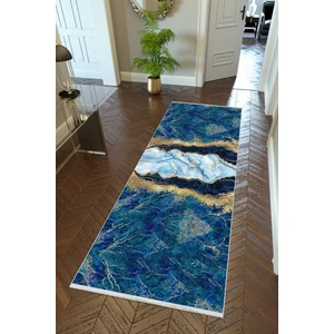 10 Post Online Yolluk Taş Mermer Gold Mavi Altın Kaymaz Kesme Yıkanabilir Ince Dijital Baskı Koridor Halısı
