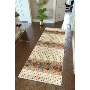 10 Post Online Yolluk Kilim Desenli Otantik Bej Kaymaz Kesme Yıkanabilir Ince Dijital Baskı Koridor Halısı