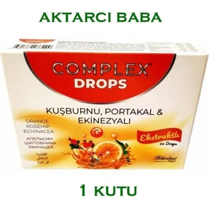 Organik Complex Bitkisel Drops Boğaz Pastili Kuşburnu, Portakal ve Ekinezyalı 24 Drops