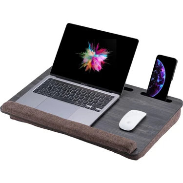 Vigo Wood Minderli Laptop Sehpası 15.6" ve 17.3" Taşınabilir Notebook, Tablet ve Telefon Bölmeli