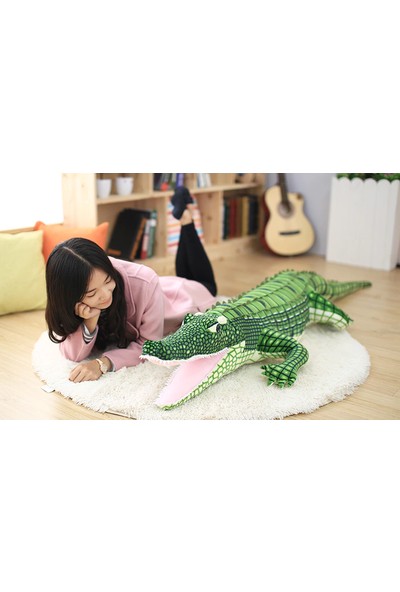 Gerçek Görünümlü Timsah Crocodile Peluş Oyuncak Uyku & Oyun Arkadaşı Dev Boy 100 Cm.