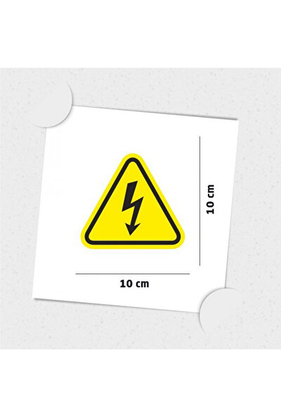 Buriş Dikkat Elektrik Uyarı Sticker Etiket 10X10 cm (10'lu Paket)
