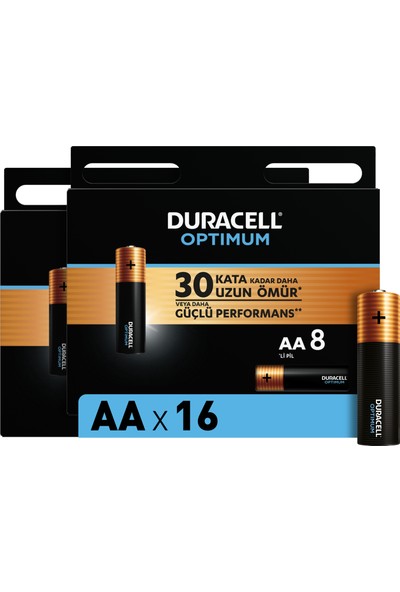 Duracell Optimum Aa Alkalin Pil, 1,5 V Lr6 MN1500, 16’li Paket