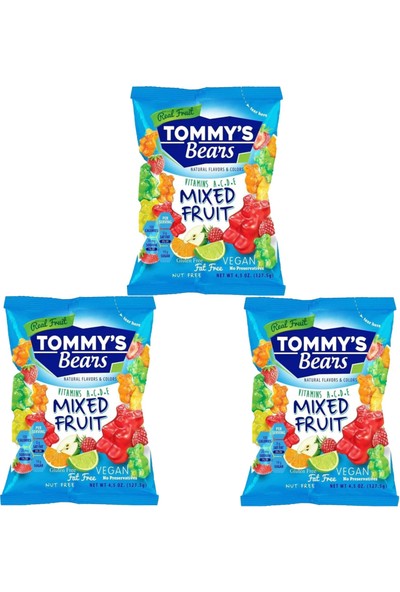Tommy's Bears Karışık Meyveli Yumuşak Şeker 127.5 gr x 3 Adet