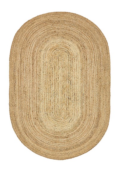 Galo Kahve Oval Örme Dekoratif Jüt Kilim Hasır Halı Jut-4063