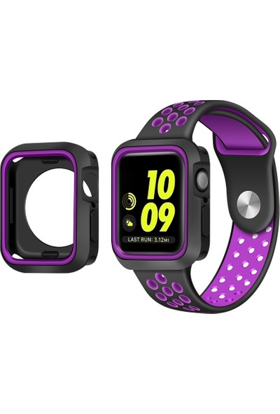 Zsykd Apple Watch Uyumlu Series 7 41MM Mor Için Iki Renk Darbeye Koruyucu Kılıf Mor (Yurt Dışından)