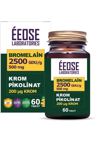 Eeose Bromelain (2500 Gdu/g) ve Krom Pikolinat - 60 Tablet