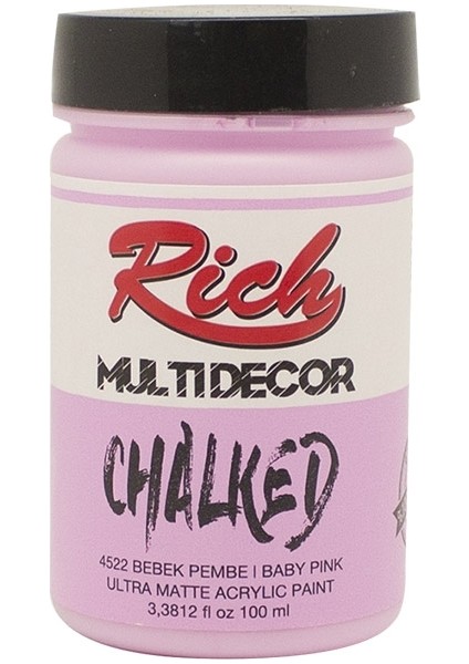 Multidecor Chalked Akrilik Boya - 100CC - Bebek Pembe - N:4522