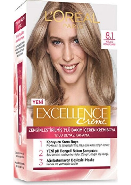 Loreal Excellence Creme 8.1 Küllü Koyu Sarı