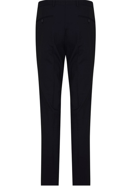 Erkek Lacivert Slim Fit Kumaş Pantolon