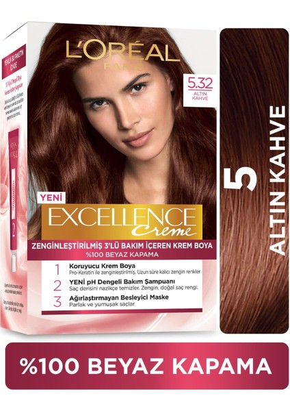 Loreal Paris L'oréal Paris Excellence Creme Saç Boyası 5.32 Altın Kahve