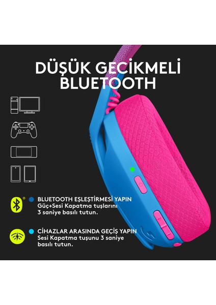 981-001062 G435 Blue-Raspberry Mikrofonlu LightSpeed Kablosuz Gaming (Oyuncu) Kulaklık