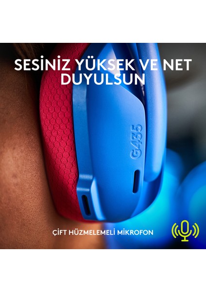 981-001062 G435 Blue-Raspberry Mikrofonlu LightSpeed Kablosuz Gaming (Oyuncu) Kulaklık