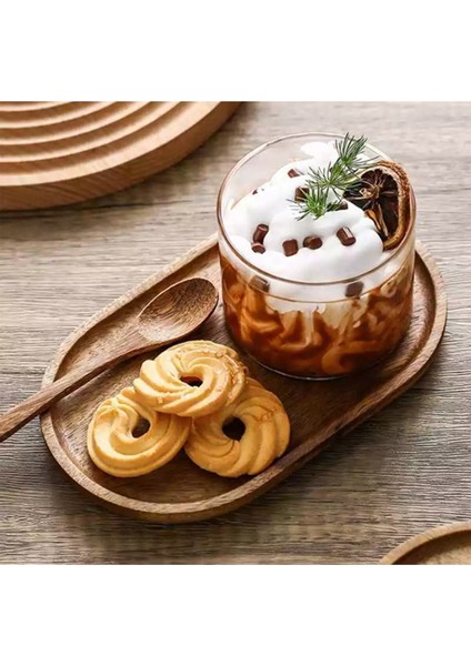 Ceviz Renginde Ahşap Çay Kahve Pasta Sunum Tepsisi Ovalahşapceviztepsi