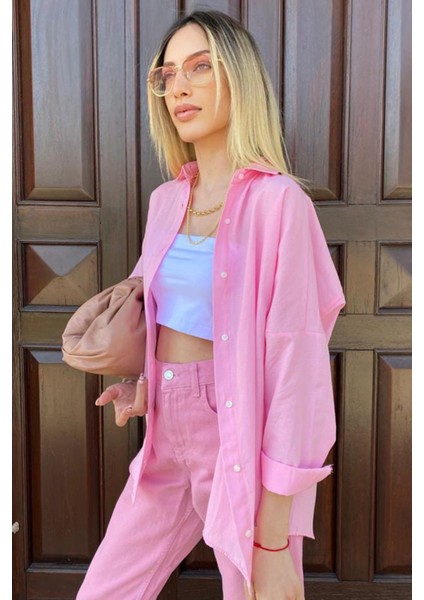 Mad Girls Pembe Oversize Gömlek MG1369 fırsatları