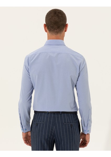 Erkek Mavi Slim Fit Armürlü Gömlek 50255245-VR036