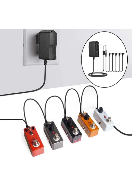 Gitar Pedalı Için 1 Adet Güç Adaptörü 5 Yollu Kablosu Şarj Hoparlör Için 6.6ft (Yurt Dışından)