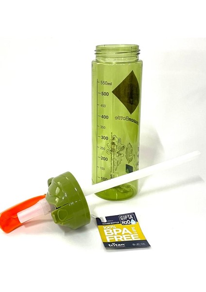 Yeşil Amazon Tritan Pipetli Matara 600ML