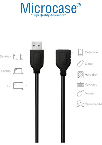 Hızlı USB 2.0 Uzatma Kablosu Dişi-Erkek Adaptör - 75 cm AL2855