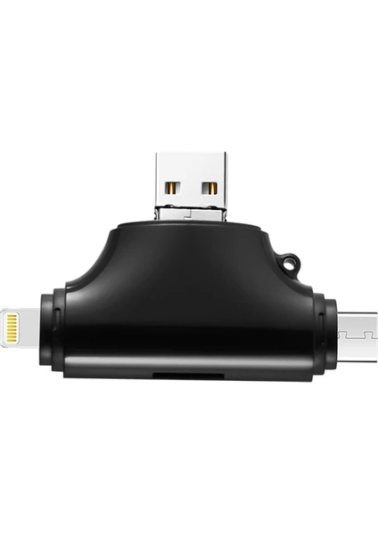 Type-C Lightning Micro USB Telefonlar Için Sd Kart Okuyucu Flash Disk Adaptör AL2743 Siyah