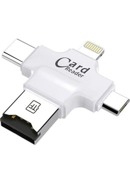 Type-C Lightning Micro USB Telefonlar Için Microsd Kart Okuyucu Flash Adaptör AL2744 Beyaz