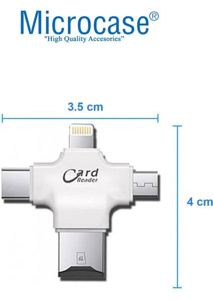 Type-C Lightning Micro USB Telefonlar Için Microsd Kart Okuyucu Flash Adaptör AL2744 Beyaz