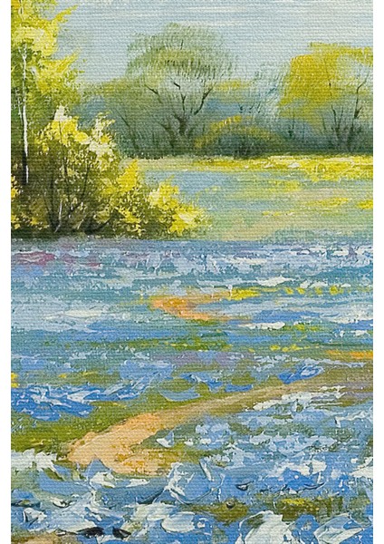 Mavi Gelincik Tarlası Yağlıboya Görünüm Dekoratif Kanvas Duvar Tablosu modelleri