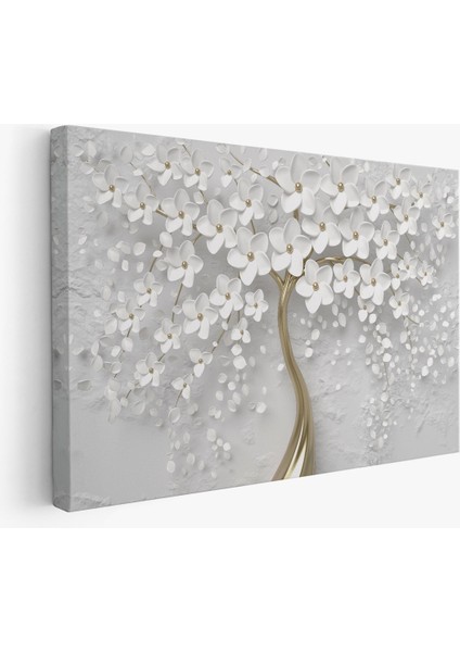 Beyaz Gelincik Ağacı Dekoratif Kanvas Duvar Tablosu fiyatları