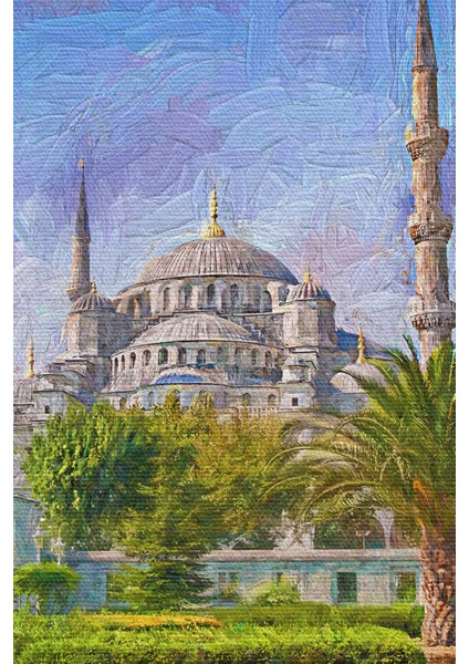 Sultan Ahmet Camii Yağlıboya Görünüm Kanvas Duvar Tablosu modelleri