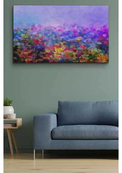 Kır Çiçekleri Yağlıboya Görünüm Dekoratif Kanvas Duvar Tablosu