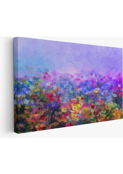 Kır Çiçekleri Yağlıboya Görünüm Dekoratif Kanvas Duvar Tablosu fiyatları