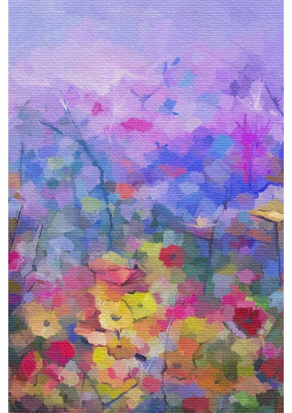 Kır Çiçekleri Yağlıboya Görünüm Dekoratif Kanvas Duvar Tablosu modelleri