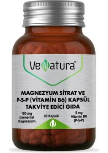 Magnezyum Sitrat ve P5P (Vitamin B6) 90 Kapsül