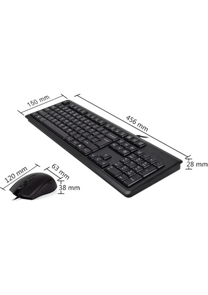 A4 Tech Klavye Mouse Seti Kablolu Q USB KR-9276 Siyah