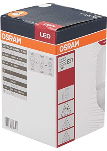 LED Jumbo E27 36W/3100LM Sarı Işık