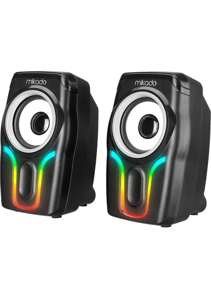 MD-S25 BOLD 2.0 Multimedia 3W*2 Siyah 6 Renk Modu ile USB RGB Işıklı Speaker Hoparlör