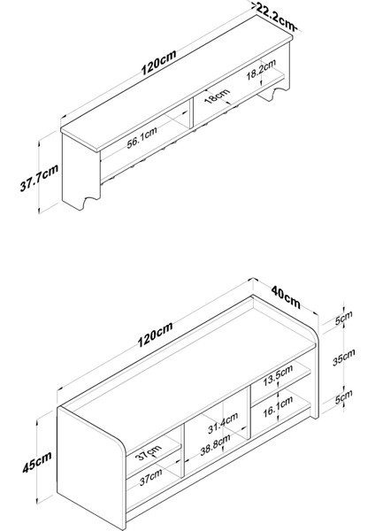 EE102 Modern Portmanto Ayakkabılık ve Duvar Askısı Beyaz Mermer Desenli