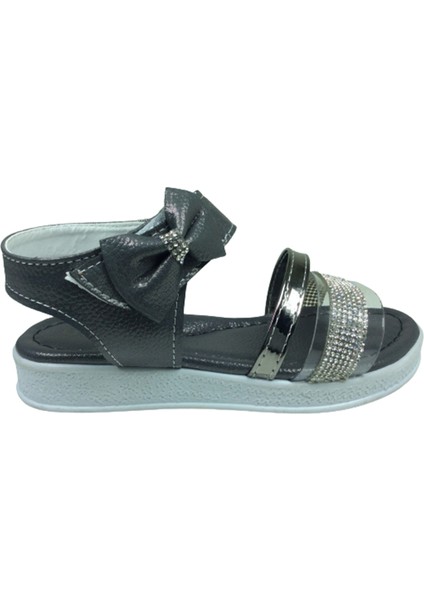Grafen Filet Kız Çocuk Sandalet Platin Şeffaf Taşlı Abiye Ayakkabı
