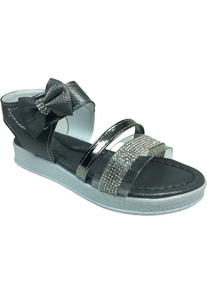 Grafen Filet Kız Çocuk Sandalet Platin Şeffaf Taşlı Abiye Ayakkabı