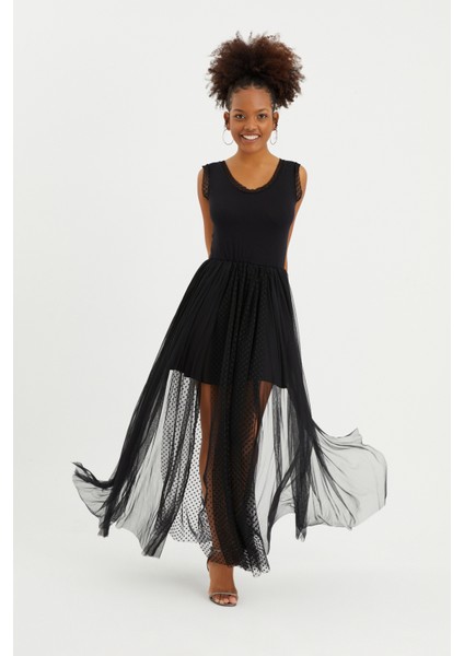 Tül Etekli Yırtmaçlı Elbise fiyatları