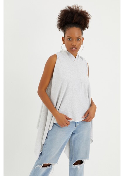 Gri Melanj Kolsuz Sweatshirt