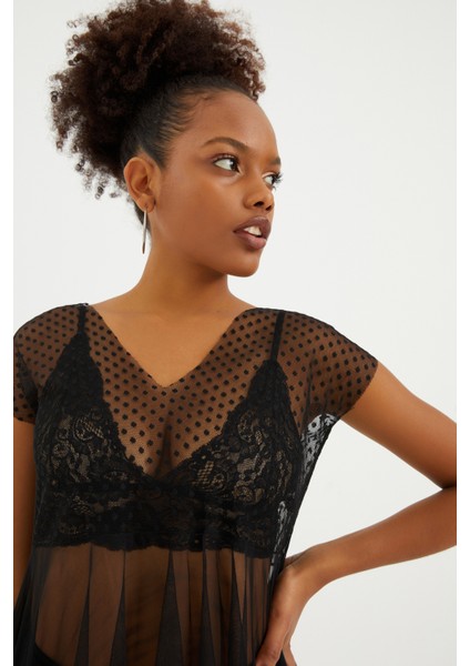 Puantiye Detaylı Tül Tunik modelleri